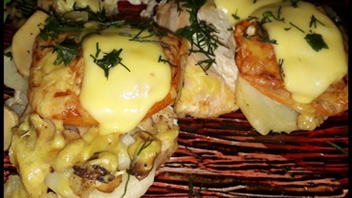 Приготовление мяса по французски с шампиньонами